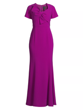 Load image into Gallery viewer, Bow Detail Crepe Gown in Fuchsia