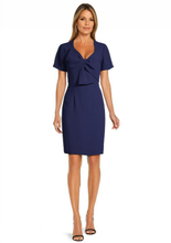 Load image into Gallery viewer, Bow Detail Crepe Sheath Dress in Navy