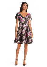 Load image into Gallery viewer, V-Neck Floral Jacquard Fit & Flare Dress