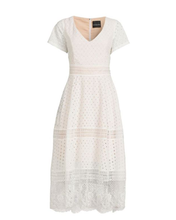 Load image into Gallery viewer, FOCUS by Shani — Eyelet Embroidered Midi Dress in White