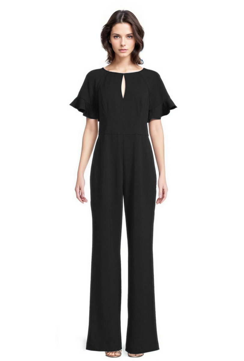 Buy Online FOCUS by Shani — Flutter Sleeve Keyhole Jumpsuit in