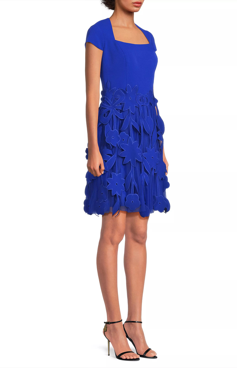Shani Women's Crepe Fit & Flare Dress - Blue