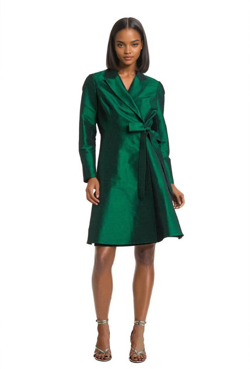 FOCUS by SHANI - Dupioni Wrap Dress in Green FOCUS by SHANI - Dupioni Wrap Dress in Green