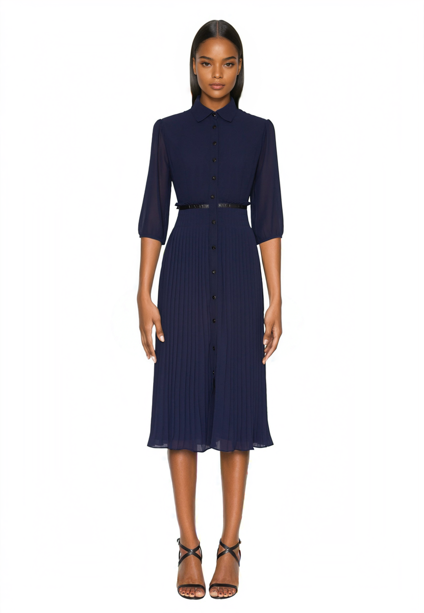 ワンピース Pleated Open Shirt Dress Pleated Open Shirt Dress
