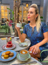 Load image into Gallery viewer, Jacquard Bow Detail Dress in Blue