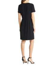 Load image into Gallery viewer, Bow Detail Crepe Sheath Dress in Black