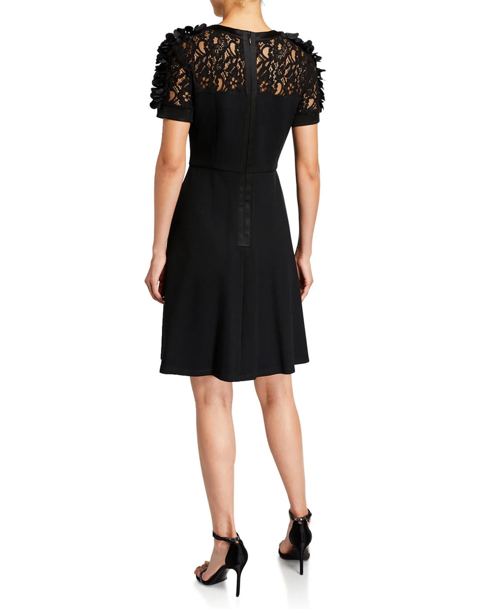 Buy Online Floral Appliqu Sleeve Dress in Black for Women | Shani  Collection