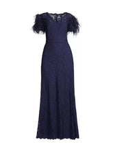 Load image into Gallery viewer, Fit and Flare Gown with Feather Sleeves