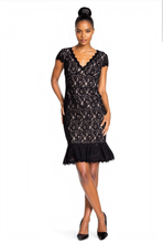 Load image into Gallery viewer, FOCUS by SHANI - V-Neck Lace Dress with Flounce