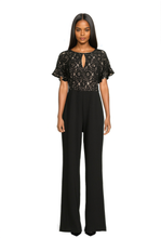 Load image into Gallery viewer, FOCUS by Shani — Lace Flutter Sleeve Keyhole Jumpsuit