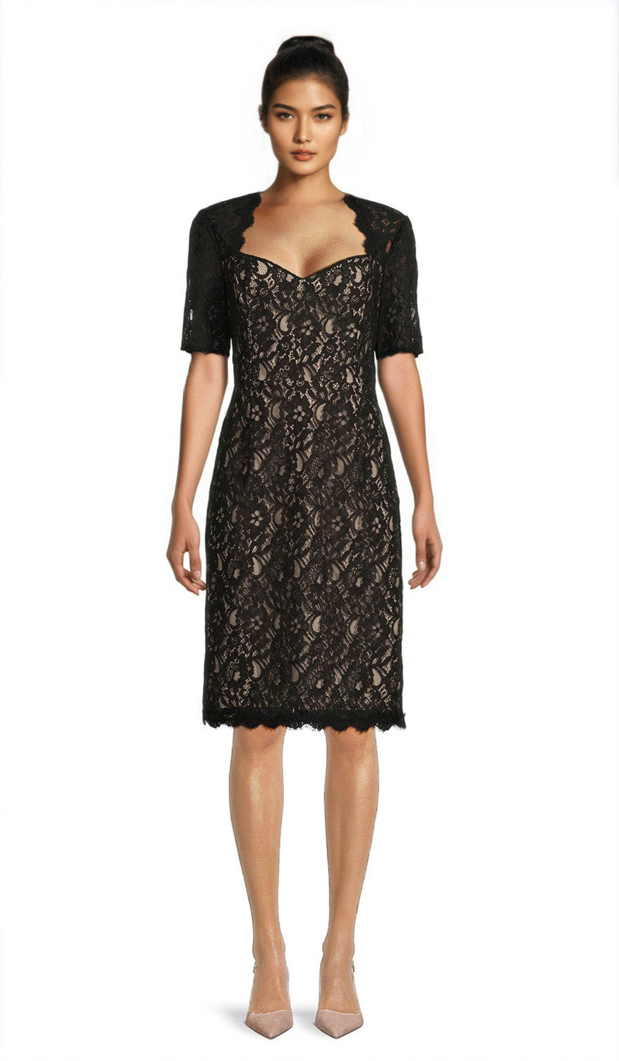 shani lace dress Shani Collection Beaded Lace Yoke Dress in Black Size 12