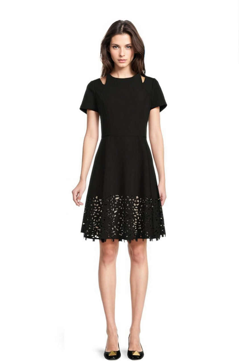 Cold shoulder fit and flare dress clearance