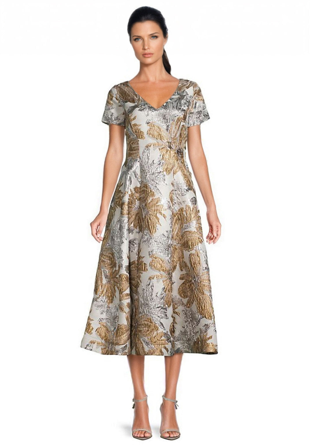 Shani Women's Jacquard Fit-&-Flare Cocktail Dress - White Gold - Size 10 Shani Women's Jacquard Fit-&-Flare Cocktail Dress - White Gold - Size 10