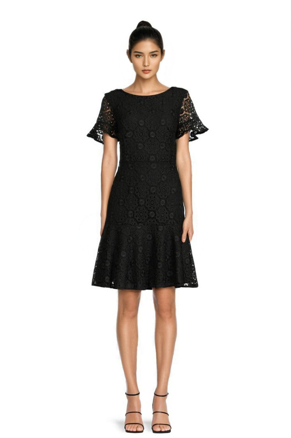 Shani womens Focus By A-line Cotton Eyelet Dress, 10, Women's, Black