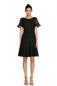 FOCUS by Shani Embroidered Lace Fit & Flare Dress in Black FOCUS by Shani Embroidered Lace Fit & Flare Dress in Black