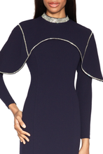 Load image into Gallery viewer, WHITE TIE by Shani - Caplet Gown With Crystal Detail