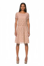 Load image into Gallery viewer, Fit &amp; Flare Popover Lace Dress in Champagne