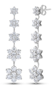 14K Gold & 4.82 TCW Lab-Grown Diamond Flower Drop Earrings