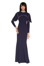 Load image into Gallery viewer, WHITE TIE by Shani - Caplet Gown With Crystal Detail - PREORDER