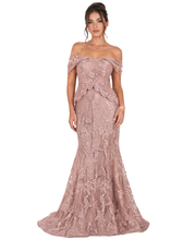 Load image into Gallery viewer, Off the Shoulder Embroidered Gown