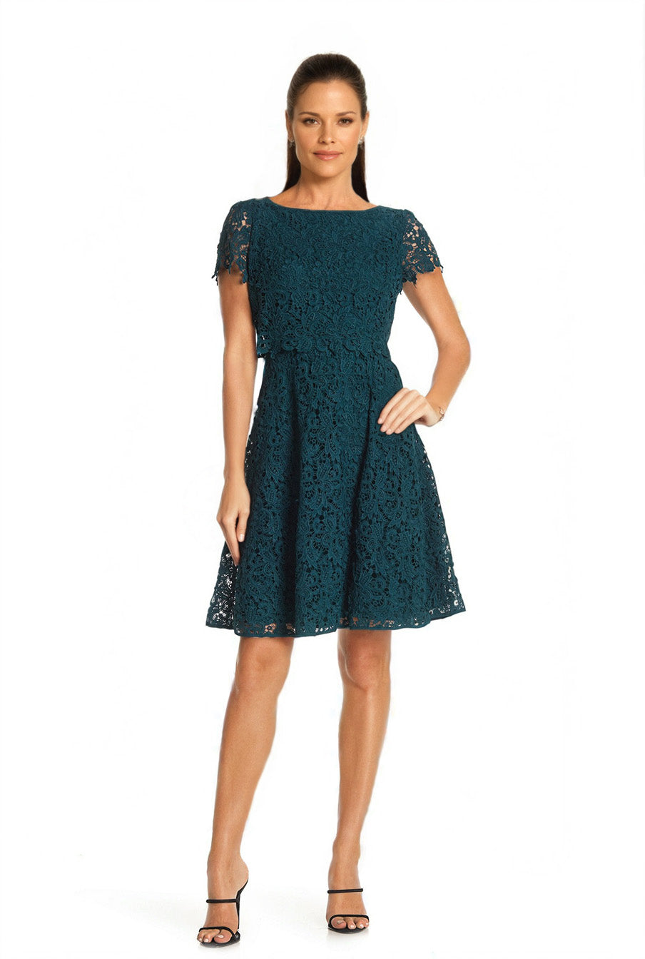 Shani Popover Lace Dress - Blue