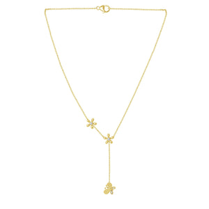14K Gold & .10 TCW Lab-Grown Diamond Flower and Butterfly Drop Necklace