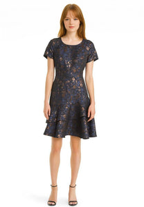 Double Tiered Hem Jacquard Dress