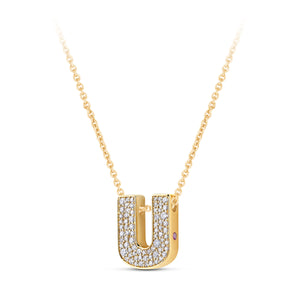 14K Gold Lab Grown Diamond Initial Necklace