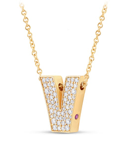 14K Gold Lab Grown Diamond Initial Necklace