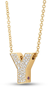 14K Gold Lab Grown Diamond Initial Necklace