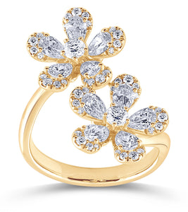 14K Gold & 1.98 TCW Lab-Grown Diamond Flower Wrap Ring