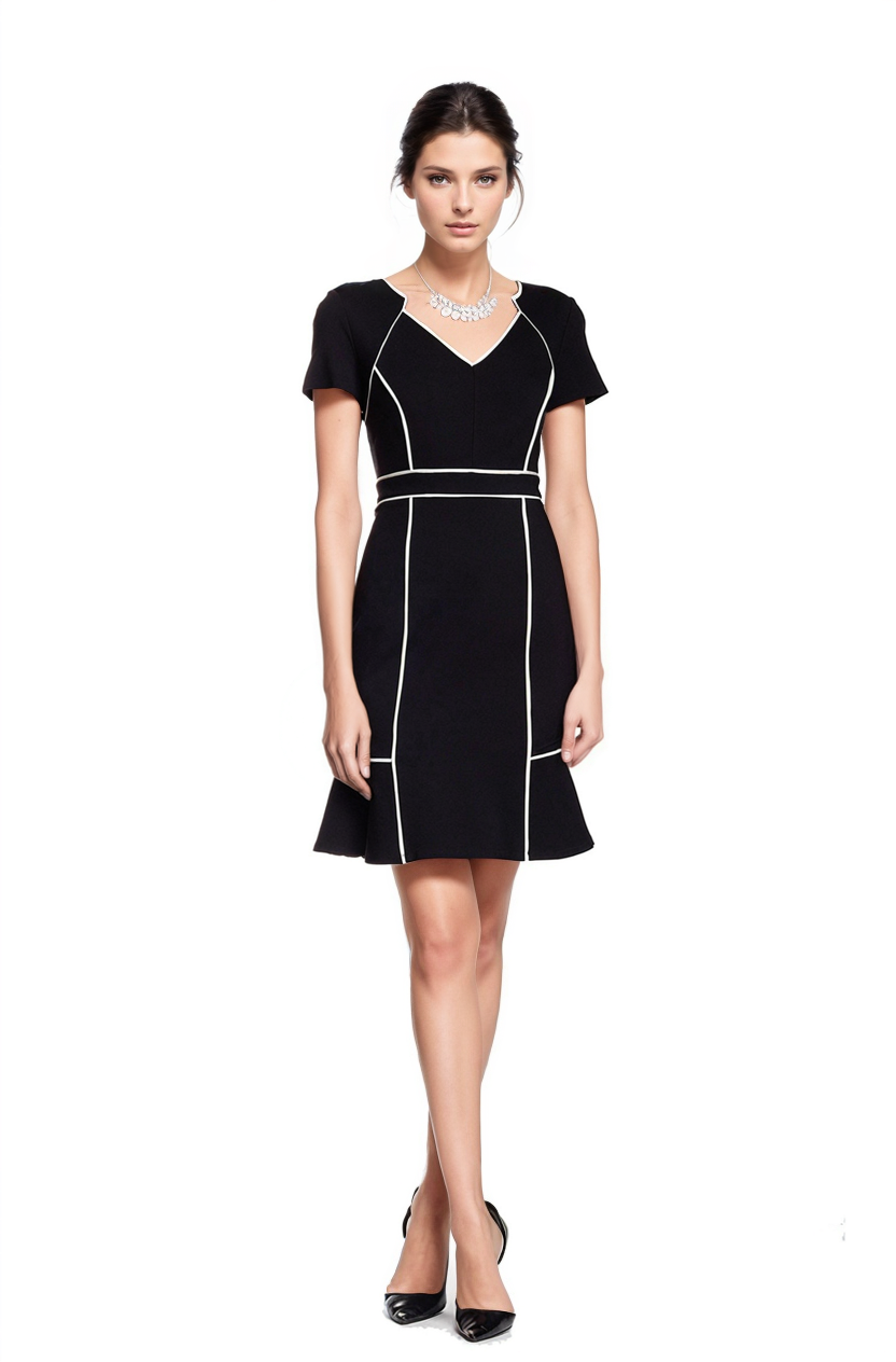 FOCUS by Shani — Contrast Tulip Hem Dress in Black