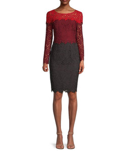 Long Sleeves Ombre Lace Sheath Dress
