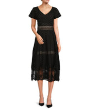 Load image into Gallery viewer, FOCUS by SHANI - Eyelet Embroidered Midi Dress in Black