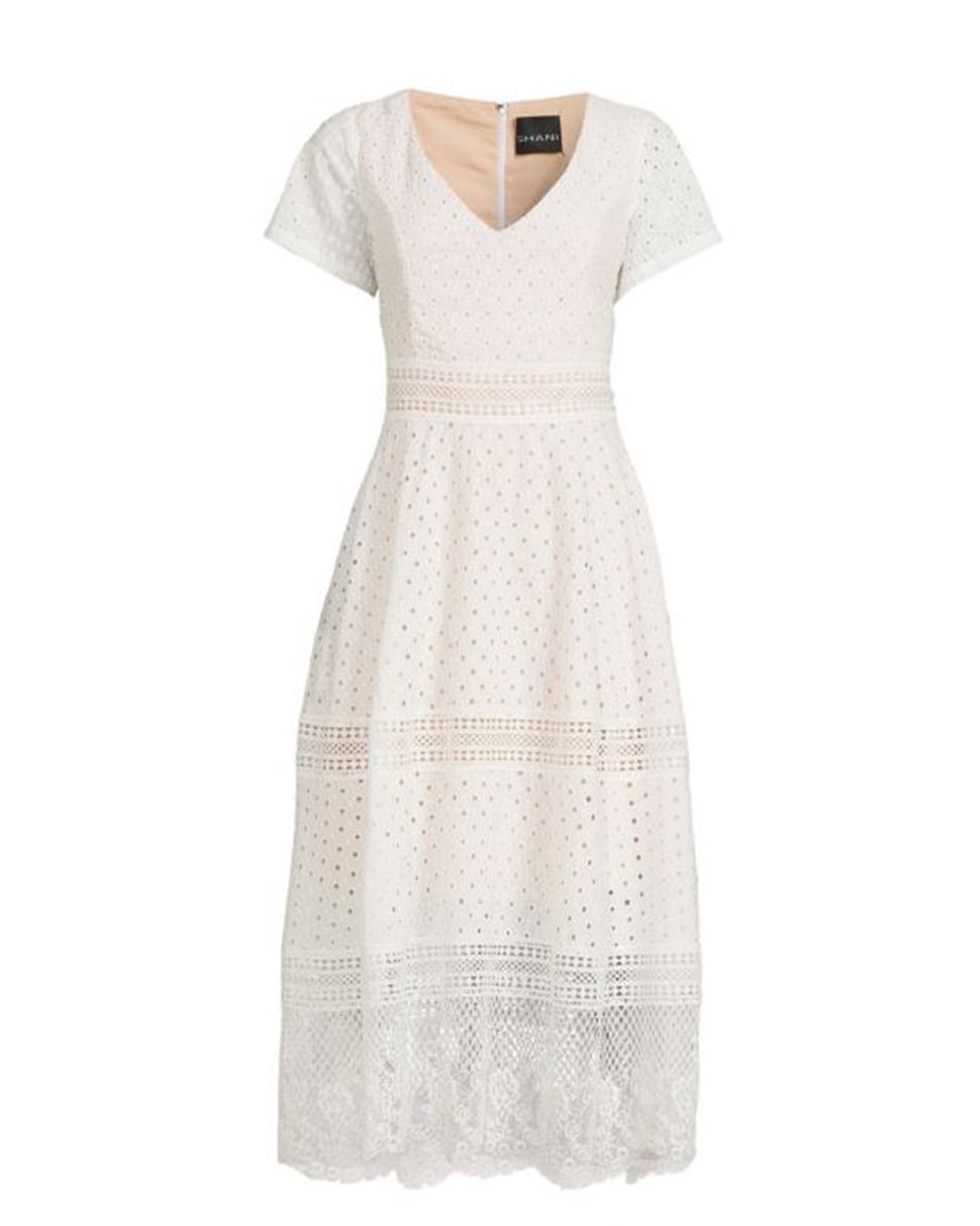 FOCUS by Shani Eyelet Embroidered Midi Dress in White FOCUS by Shani Eyelet Embroidered Midi Dress in White