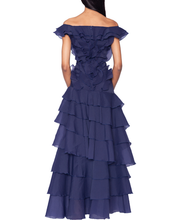 Load image into Gallery viewer, Tiered Ruffle Gown in Navy