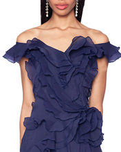Load image into Gallery viewer, Tiered Ruffle Gown in Navy