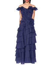 Load image into Gallery viewer, Tiered Ruffle Gown in Navy