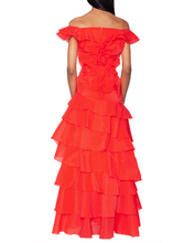Load image into Gallery viewer, Tiered Ruffle Gown in Red