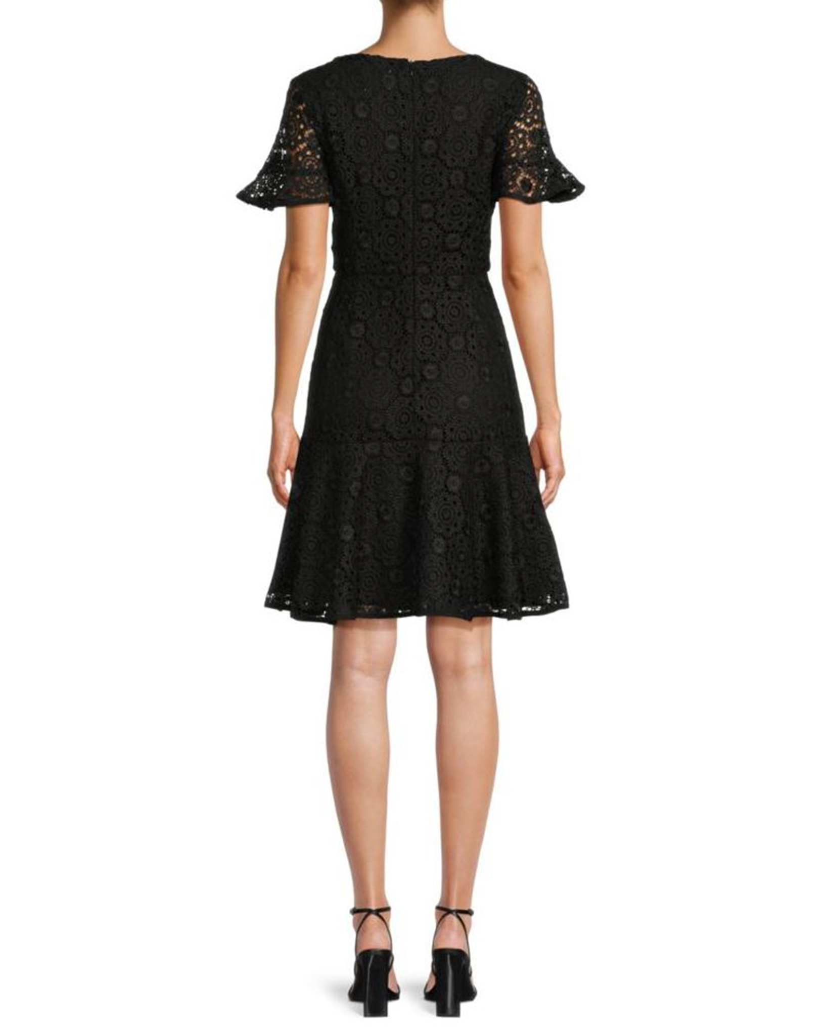 FOCUS by Shani Embroidered Lace Fit & Flare Dress in Black FOCUS by Shani Embroidered Lace Fit & Flare Dress in Black