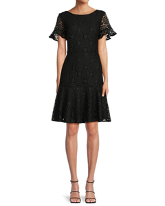 FOCUS by SHANI - Fit and Flare Embroidered Lace Dress