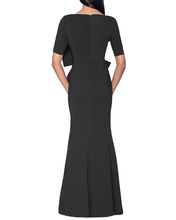 Load image into Gallery viewer, V-Neck Gown with Dramatic Bow and Crystal Detail