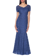 Load image into Gallery viewer, V-Neck Lace Gown with All Over Crystals