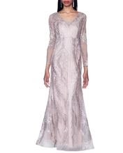 Load image into Gallery viewer, V-Neck Beaded Fit and Flare Gown