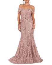 Load image into Gallery viewer, Off the Shoulder Embroidered Gown