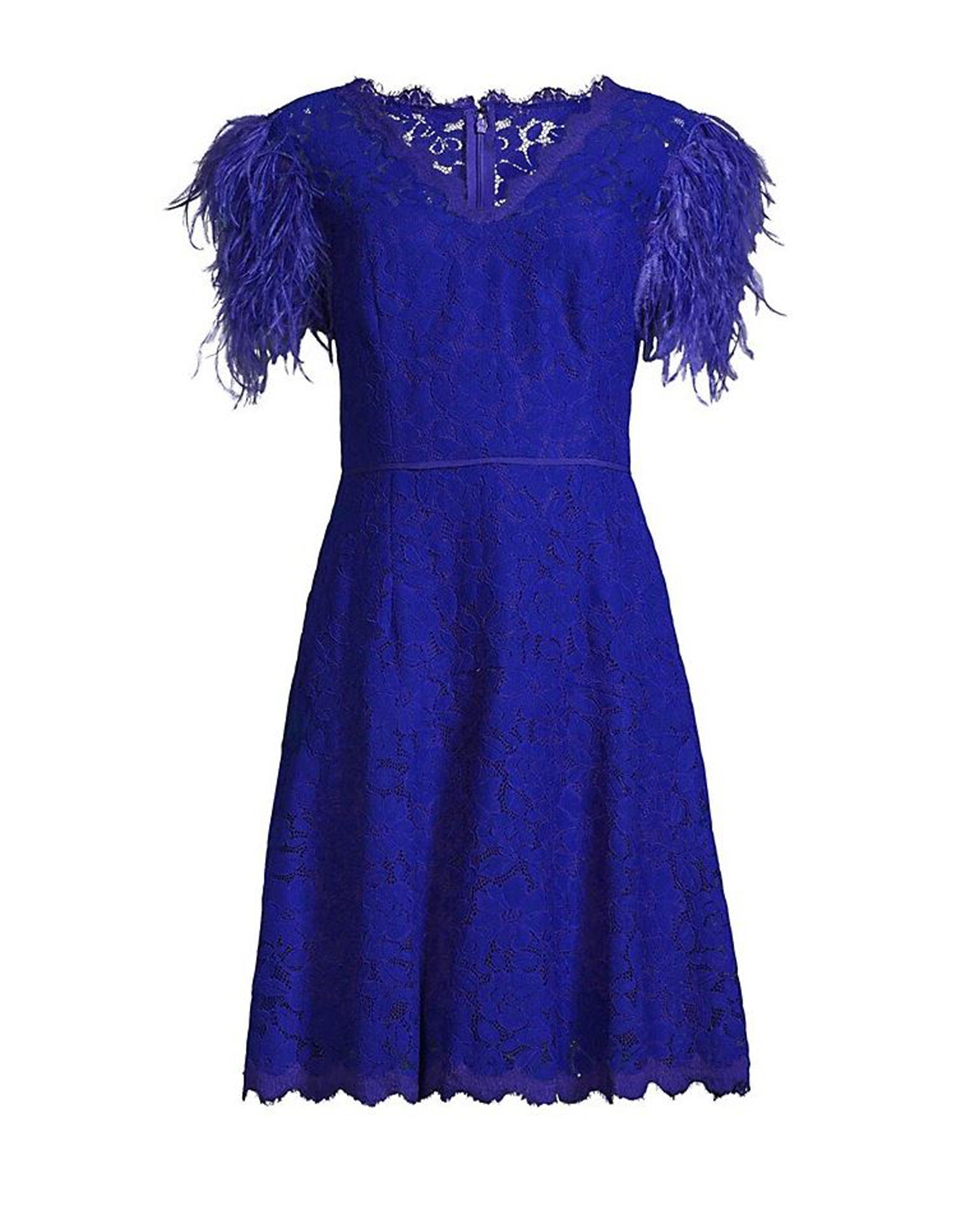 Shani Women's Feathers Lace Minidress - Blue - Size 14 Shani Women's Feathers Lace Minidress - Blue - Size 14