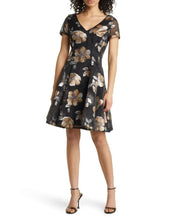 Load image into Gallery viewer, Floral Jacquard Organza Fit &amp; Flare Dress