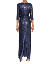 Load image into Gallery viewer, FOCUS by SHANI - Surplice Sequin Gown in Navy