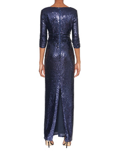 FOCUS by SHANI - Surplice Sequin Gown in Navy