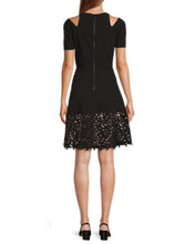 Load image into Gallery viewer, FOCUS BY SHANI - Laser Cut Trim Fit &amp; Flare Dress